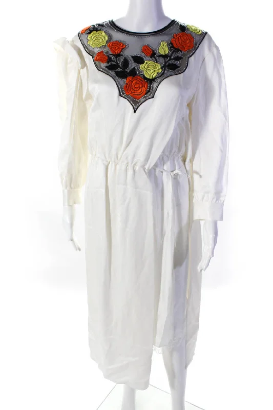 Today's Special Meryll Rogge Womens Embroidered Mesh Midi Dress White