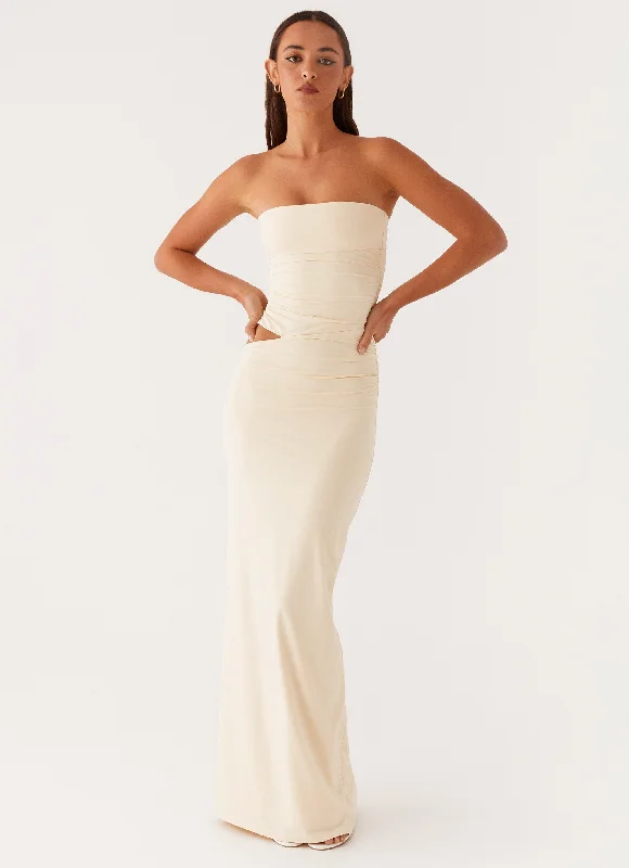 While Supplies Last Romee Strapless Maxi Dress - Pastel Yellow
