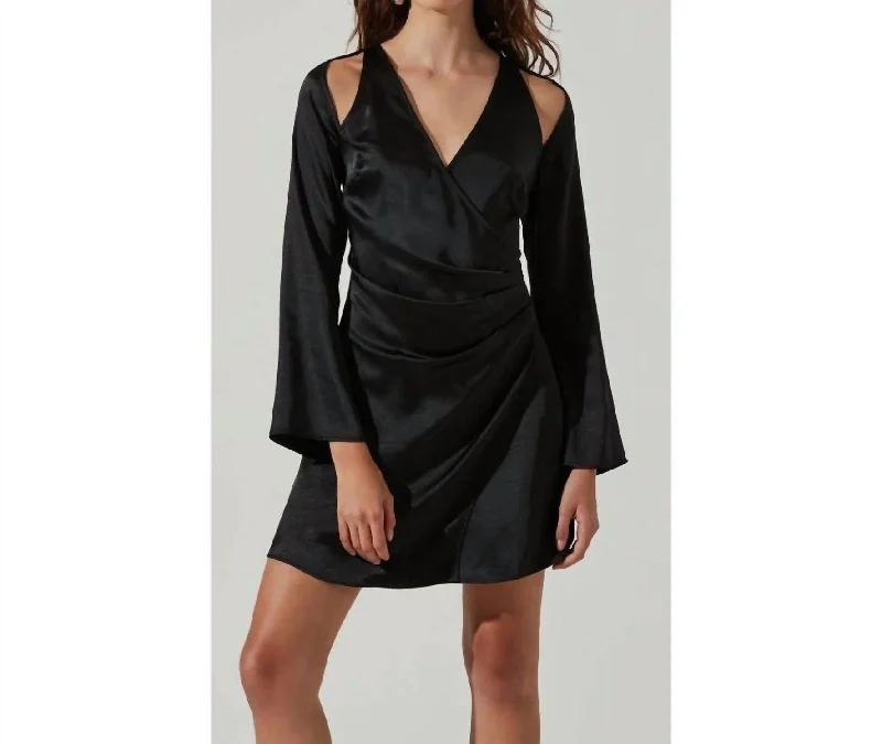 Midnight Madness Cut Out Long Sleeve Mini Dress In Black