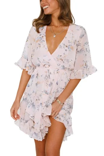 Now or Never Floral Printed Ruffled Mini Dress