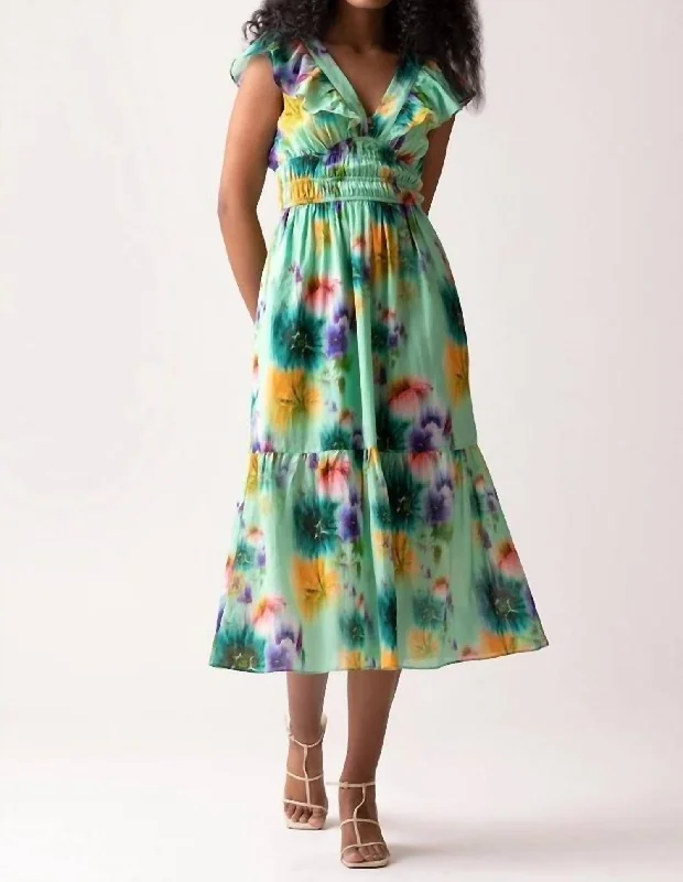 Mega Sale Nadia Midi Dress In Green Multi