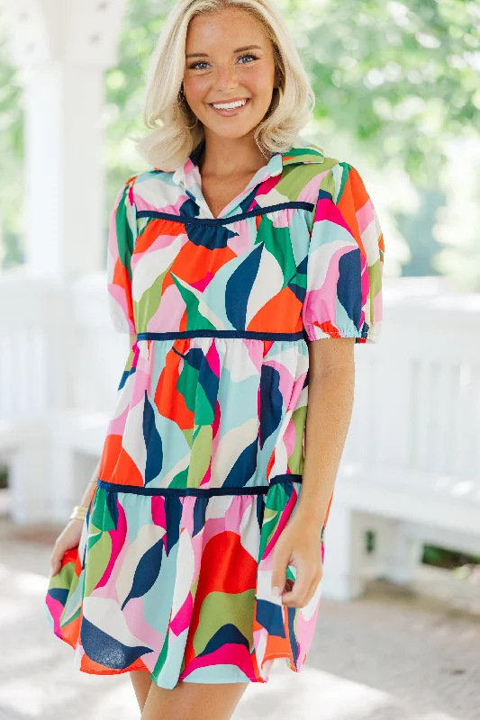 Instant Savings Know You Better Navy Multi Abstract Dress