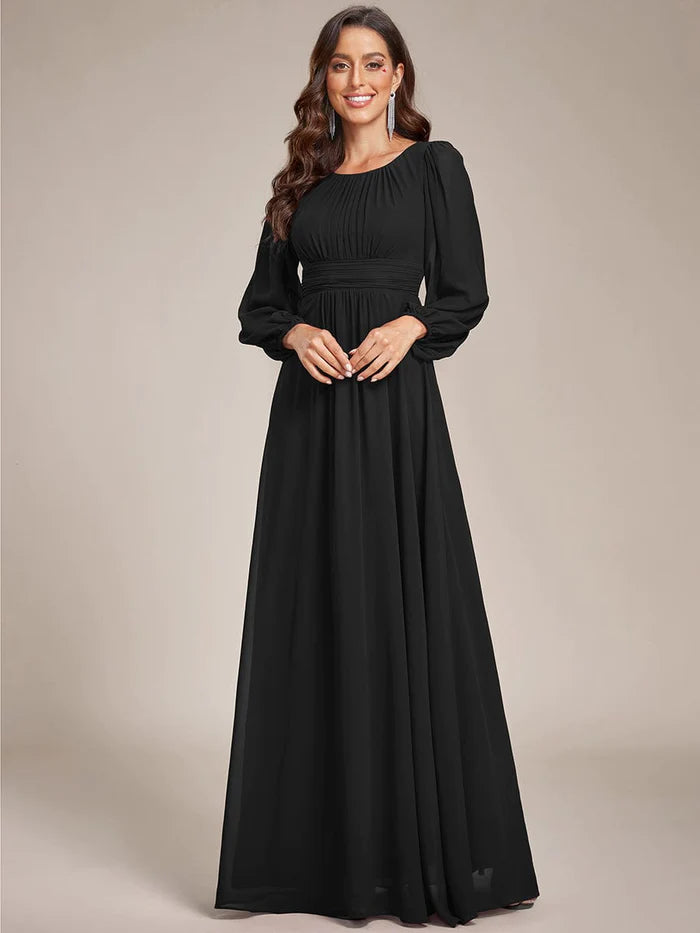 Final Clearance Chiffon High Empire Waist Puff Sleeve Mother Dress