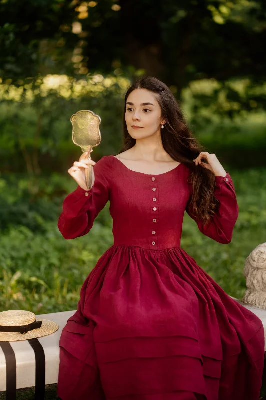Huge Discounts Eyre Dress, Long Sleeve, Marsala Red