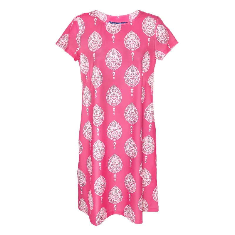 Savings Alert Women Key West Dress In Taj Mahal Block Print Petal Pink White