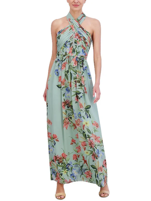 Overstock Womens Chiffon Floral Print Evening Dress