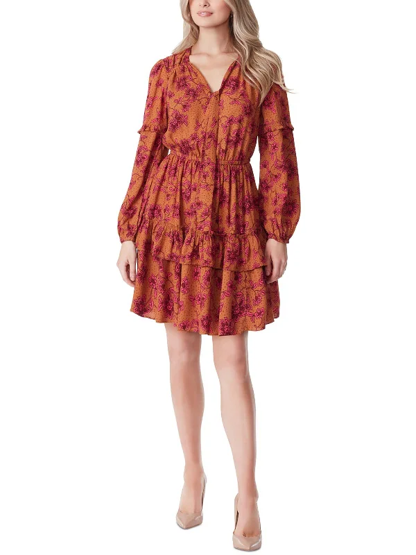 Exclusive Preview Womens Floral Print Mini Fit & Flare Dress