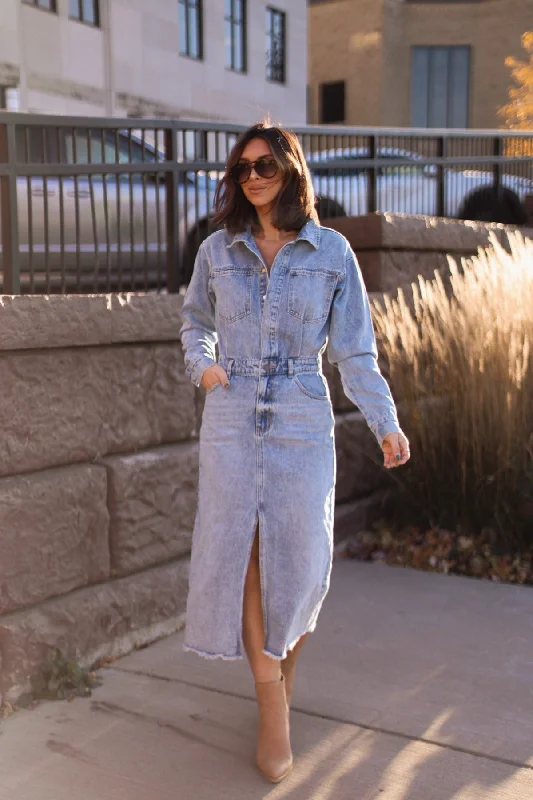 Extra Discounts Take Me Out Denim Utility Dress - FINAL SALE