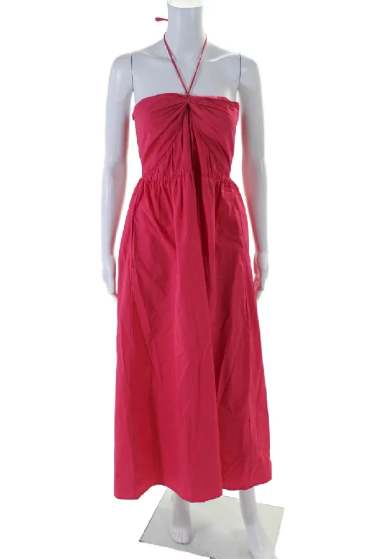 Super Savings Xirena Womens Red Tulip Cotton Halter Neck Sleeveless Avalin Dress