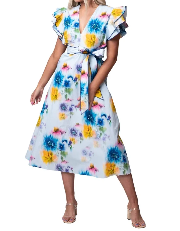 Massive Deals Meaghan Midi Dress In Sky Agadelle