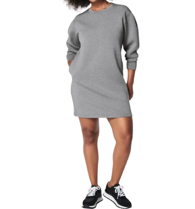 Midnight Madness Airessentials Crew Dress In Mid Grey Heather