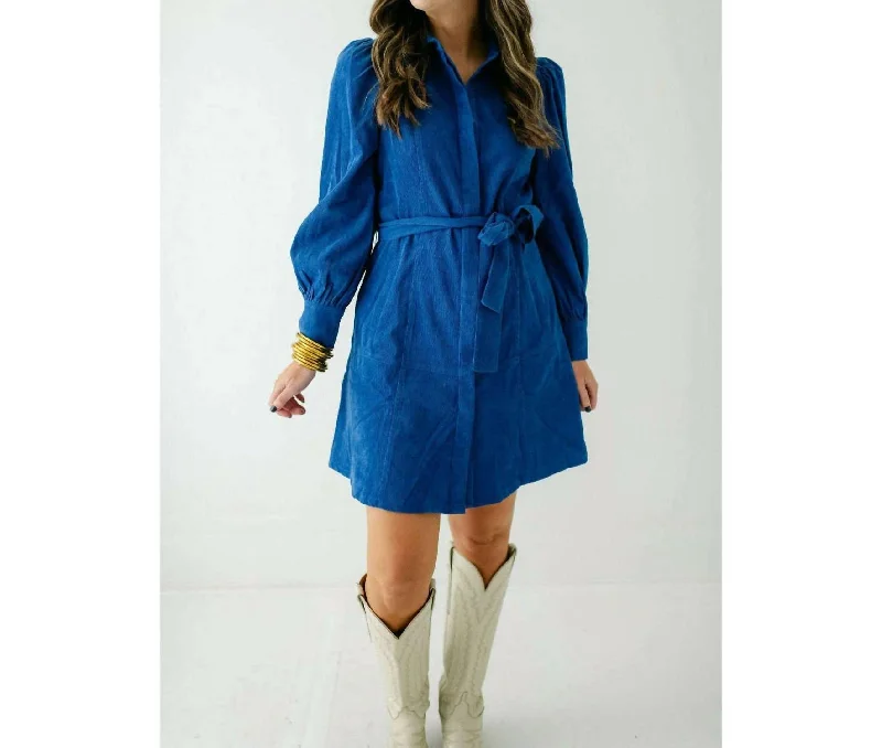 Clearance Event Corduroy Dress In Royal Blue
