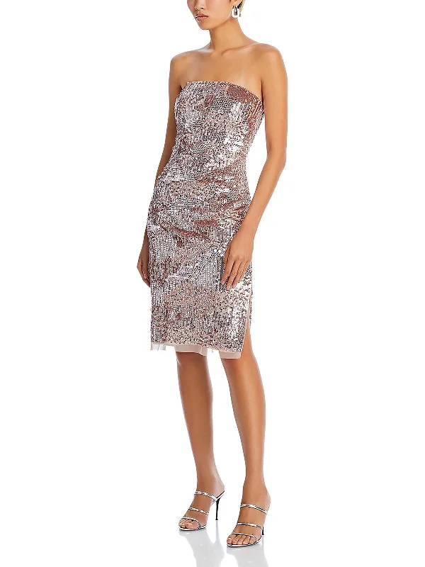 Incredible Offers Womens Sequined Strapless Cocktail And Party Dress