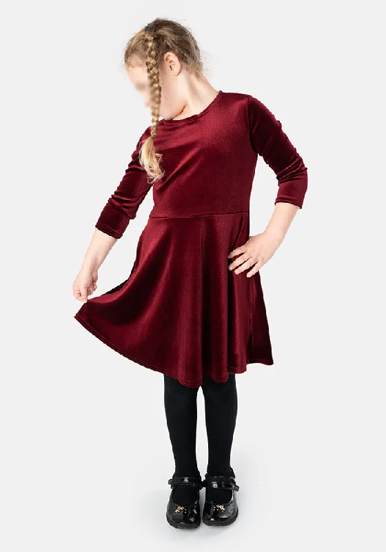 Discount Deals Children's Wine Velvet Dress (Elfin)