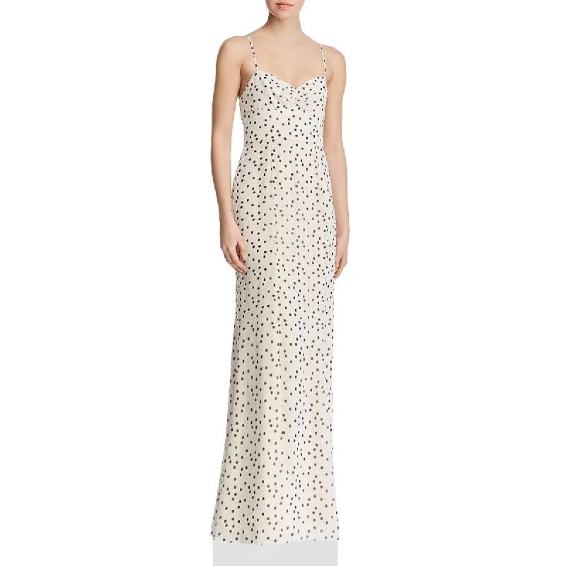 Referral Discount Carmela Womens Ruched Polka Dot Cocktail Dress