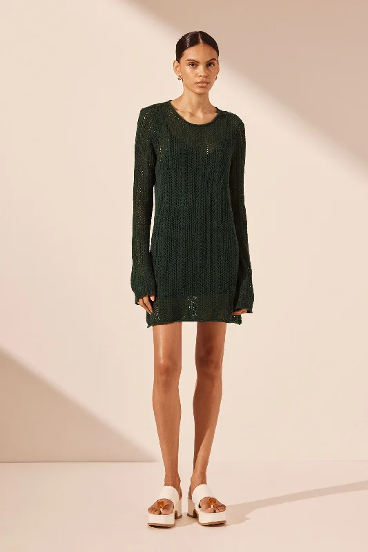 Blowout Deals ARLO LONG SLEEVE MINI DRESS - DEEP FOREST