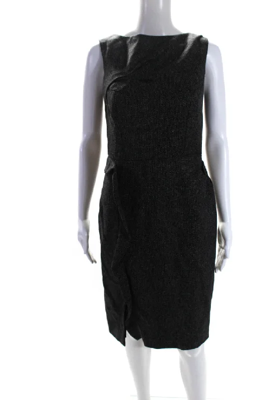 Mega Deal Valentino Womens Dark Brown Wool Crew Neck Zip Back Sleeveless Shift Dress