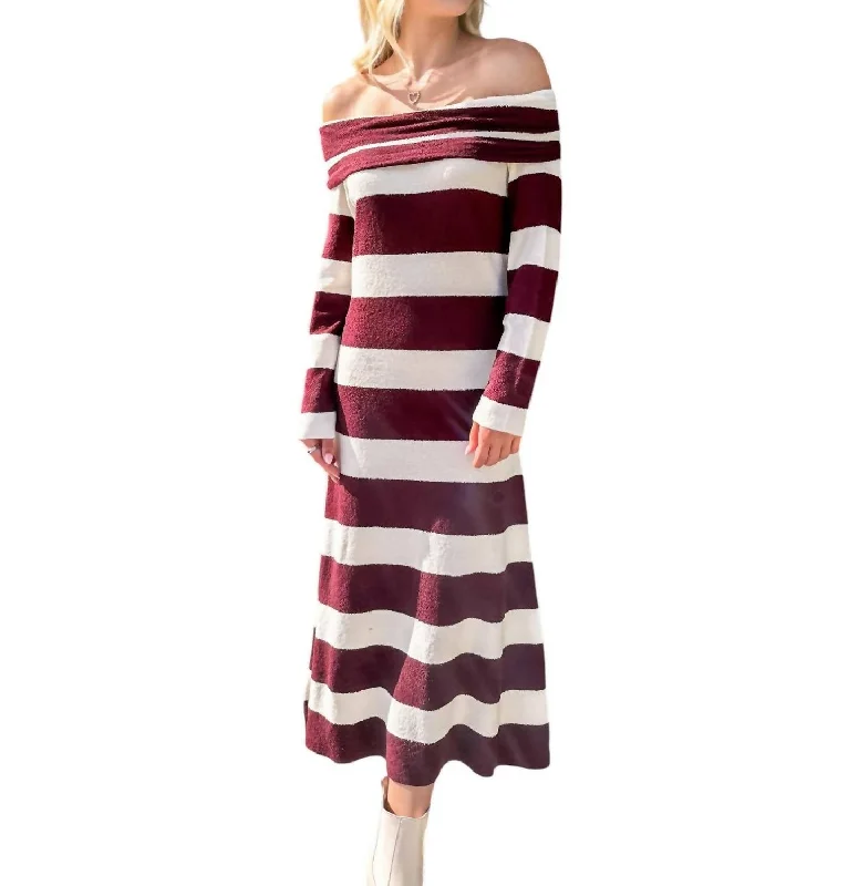 Blowout Sale Nicole Sweater Dress In Red/white