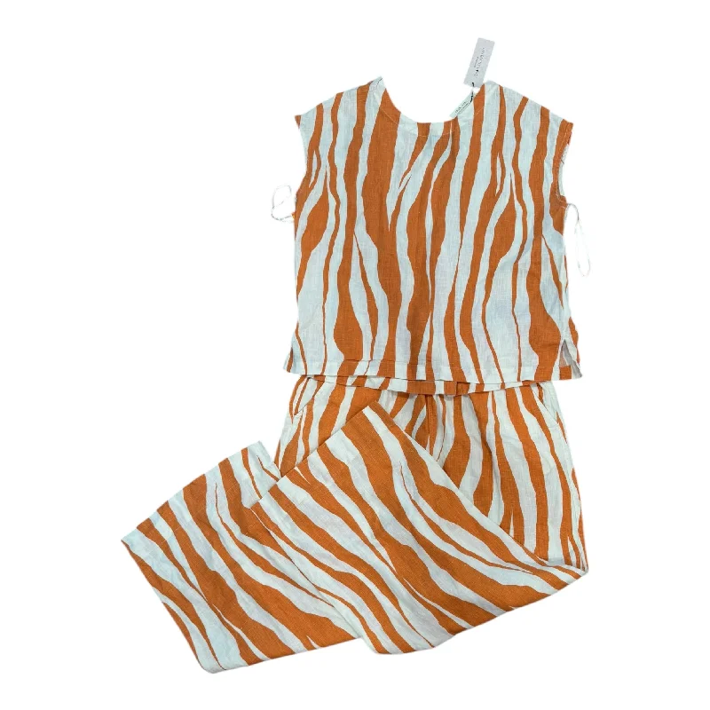 Weekend Deal Pants Set 2Pc By Rachel Zoe In Cream & Orange, Size:M