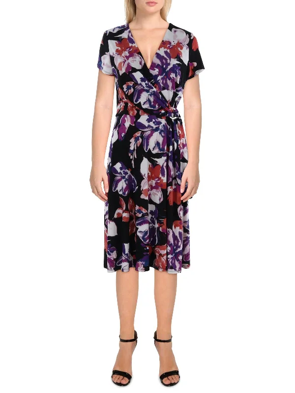 Year-End Sale Womens O-Ring Cap Sleeve Midi Dress