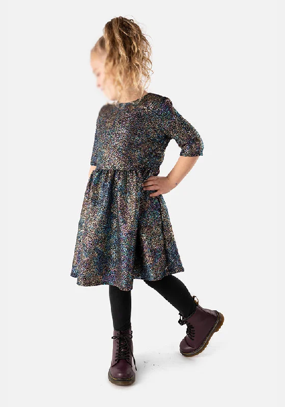 Weekend Deal Children's Rainbow Sparkle Print Dress (Iris)