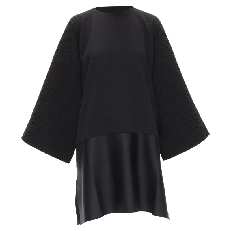Act Fast Solace London Lulu Structural Contrasting Pleat Satin Hem Boxy Dress
