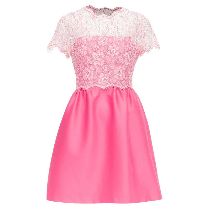 Special Price Valentino Runway Wool Blend Floral Lace Overlay Bodice Dress