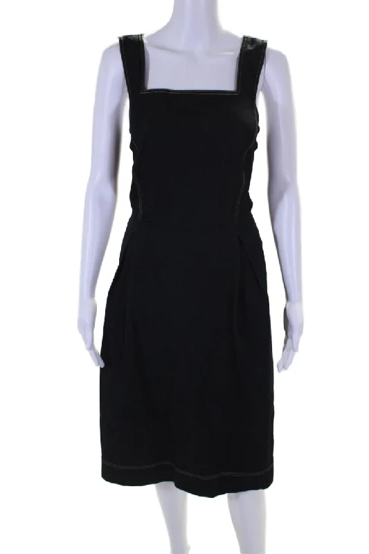 Savings Galore Lafayette 148 New York Women's Square Neck Dark Wash Denim Mini Dress