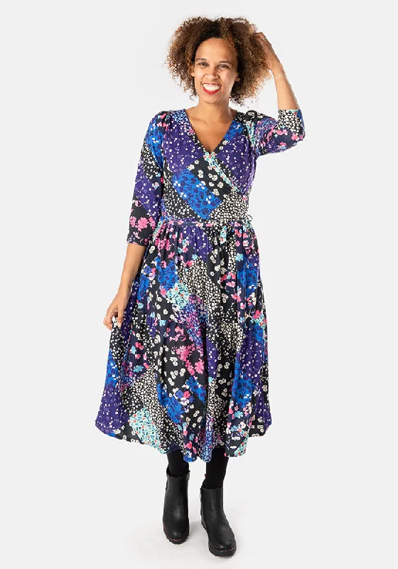 Act Now Azaria Patchwork Floral Tiered Hem Midi