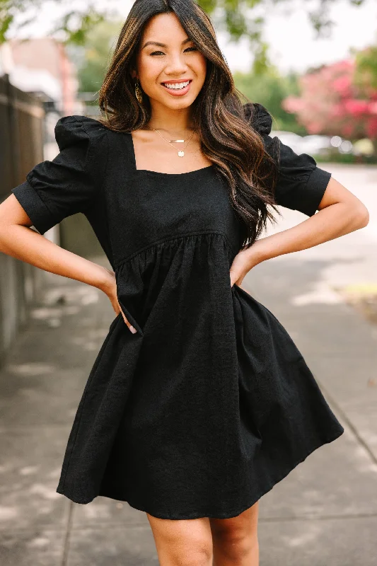 Big Savings Beautiful Work Black Babydoll Dress