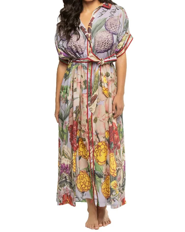 Bargain Bin Valerie Kaftan Dress In Floral Lilac