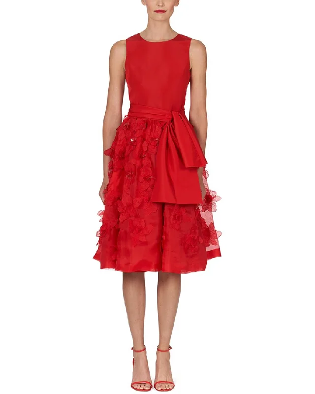 One-DAY Sale Carolina Herrera Embellished Silk A-Line Dress
