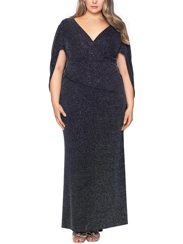 Buy More, Save More Plus Womens Cascade Ruffle Evening Evening Dress