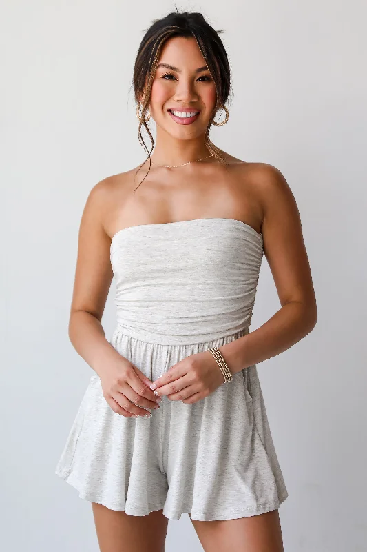 Price Meltdown FINAL SALE - Effortless Upgrade Heather Grey Strapless Romper