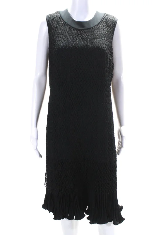 Grand Opening Sale Christian Dior Womens Net Overlay Pleated Hem Flare Sheath Dress Black Grand Opening Sale Christian Dior Womens Net Overlay Pleated Hem Flare Sheath Dress Black