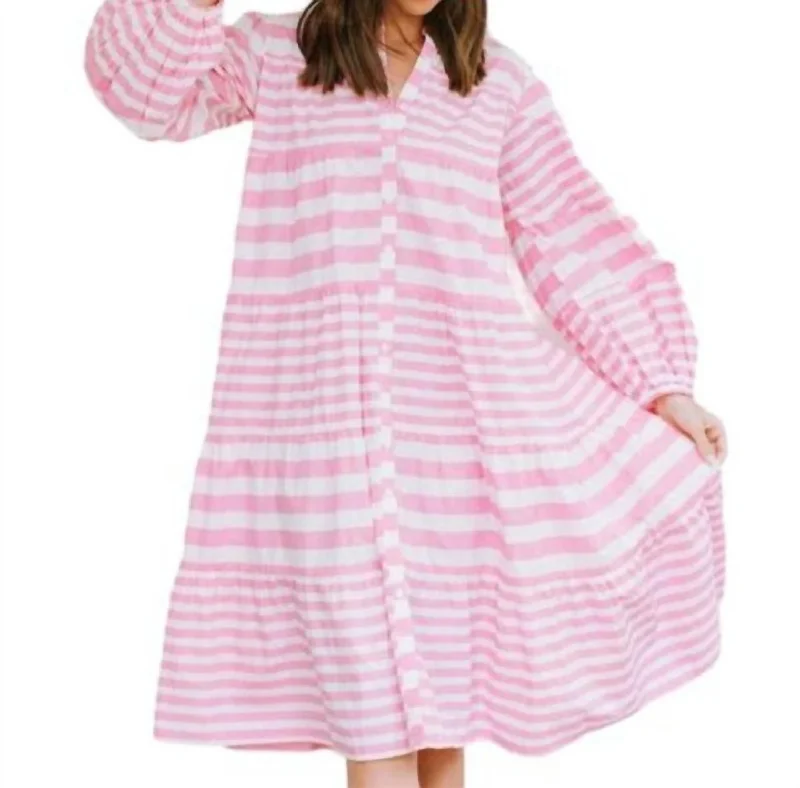 Fantastic Offers Oversized Midi Dress In Pink Stripe