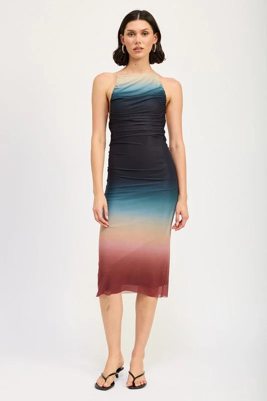 Closeout Sale HALTER NECK OMBRE MAXI DRESS
