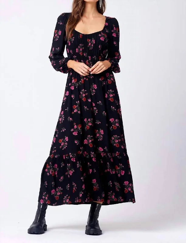 Special Offer Lenora Maxi Dress In Black/pink