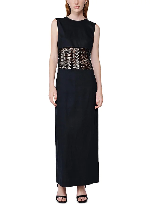 Seasonal Clearance Womens Crochet Sleeveless Midi Dress