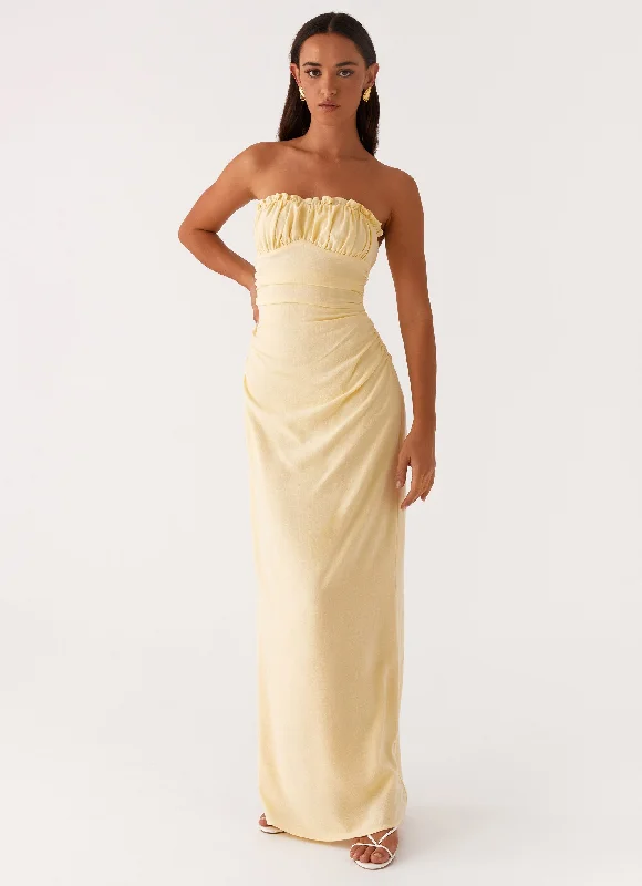 Limited Quantity Xena Gathered Maxi Dress - Yellow