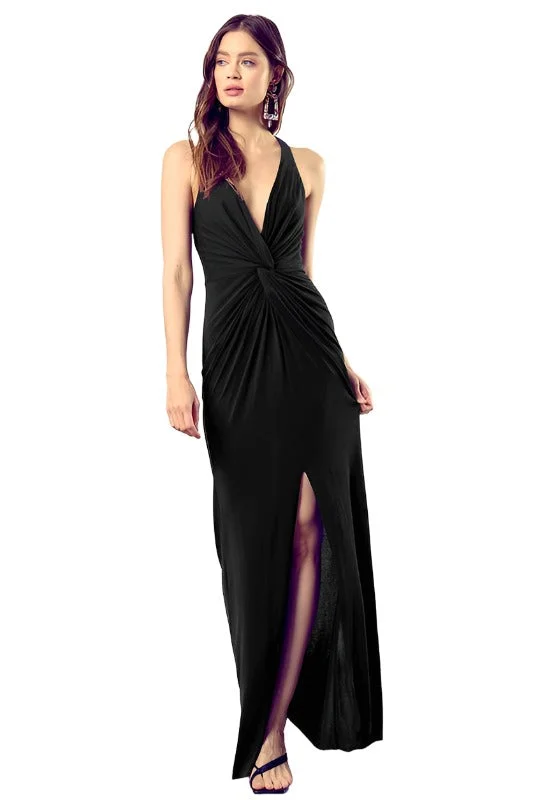Act Fast Twist Front Side Leg Slit Knit Dress