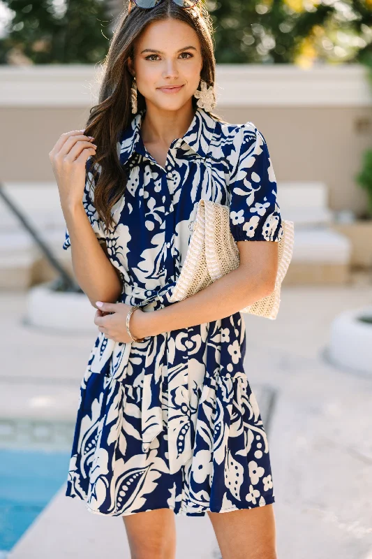 Seasonal Clearance All Is Well Midnight Blue Abstract Dress
