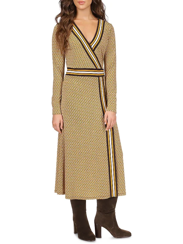 Midnight Madness Womens Aztec Print Midi Midi Dress