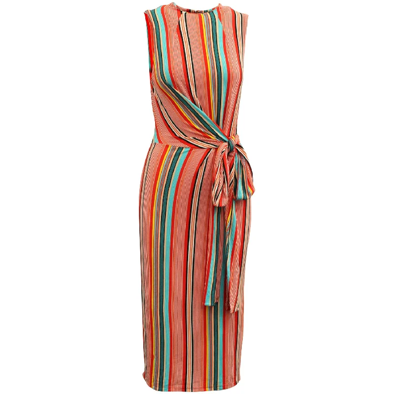 Price Drop Alice + Olivia Striped Waist Tie Dress in Multicolor Viscose