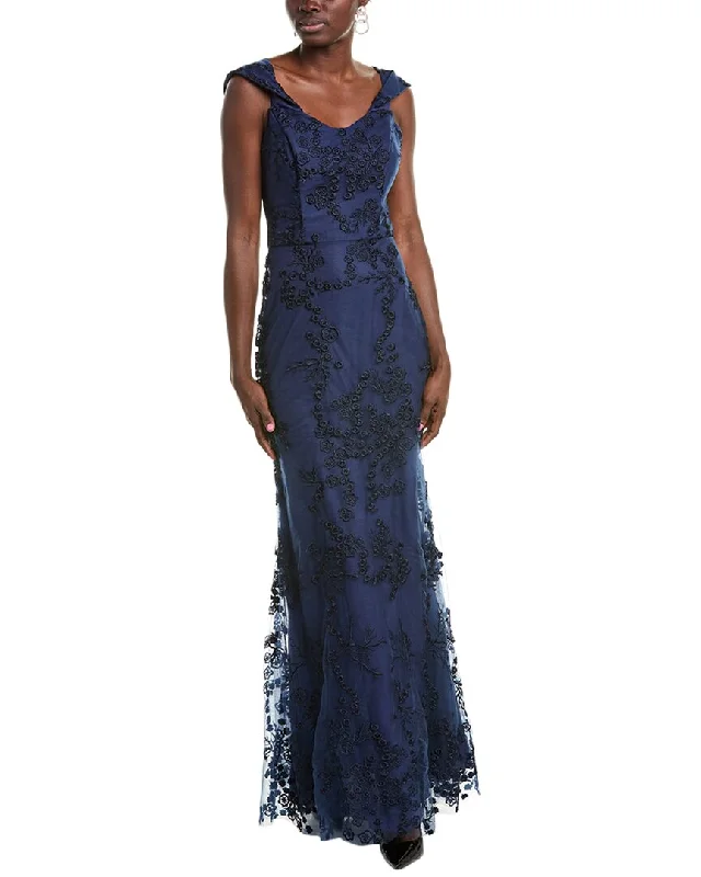 Low Prices Rene Ruiz Off-The-Shoulder Embroidered Tulle Gown