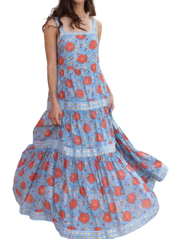 Stock Clearance Strappy Maxi Dress In Poppy Red