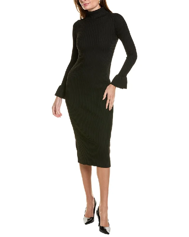 Early Access Bebe Bell-Sleeve Turtleneck Midi Dress