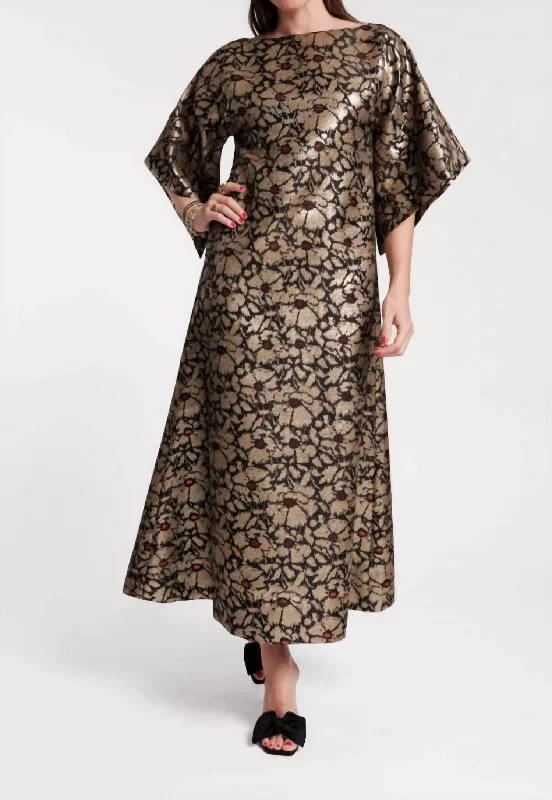 Shop and Save Spinnaker Jacquard Maxi Dress In Black/gold/red