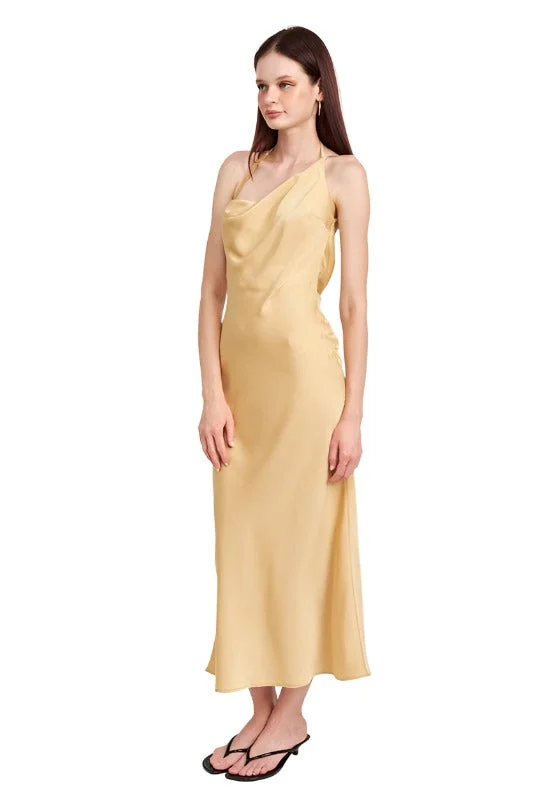 Deal Frenzy SATIN MAXI BIAS DRESS