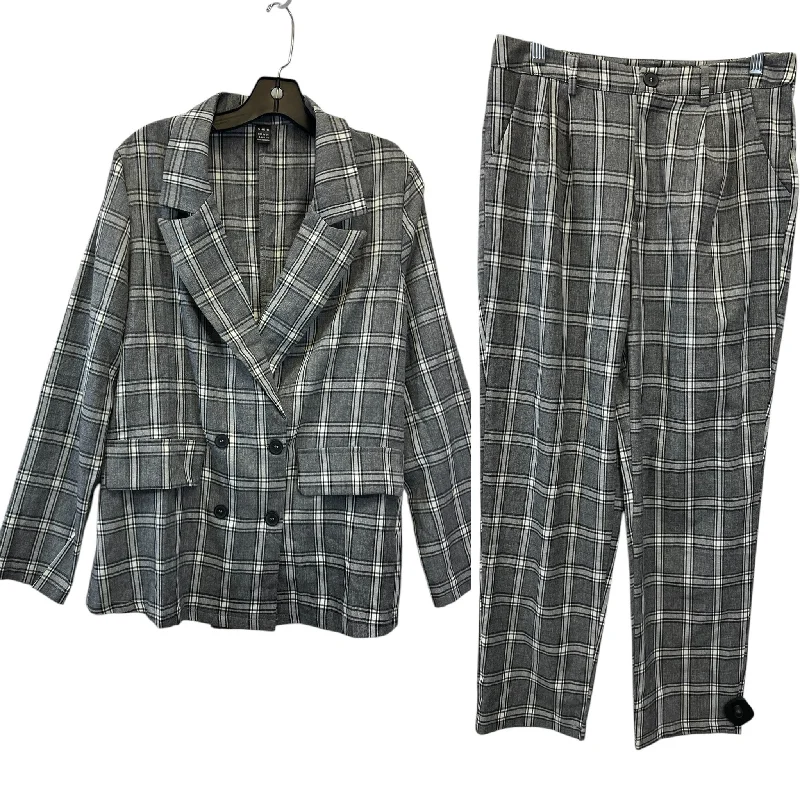 Huge Savings Pants Set 2pc By Shein In Plaid Pattern, Size: L